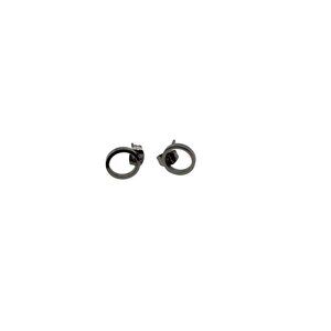 Simple Hollow Circle CZ Paving Stud Earrings For Women In Silver Alloy